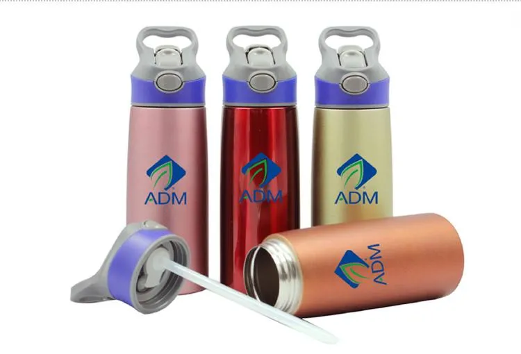 Sports Water Bottle With Push Button Straw (750ml)