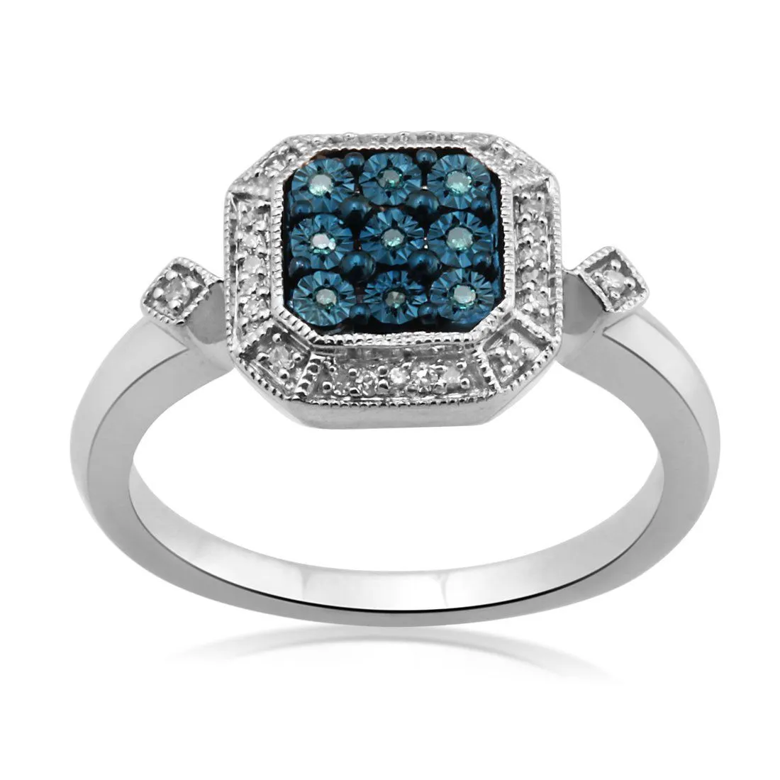 Sterling Silver 0.10ct Blue Diamond Ring