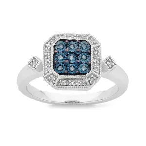 Sterling Silver 0.10ct Blue Diamond Ring