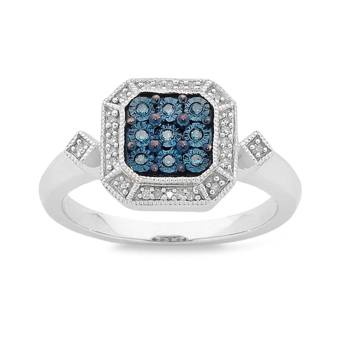 Sterling Silver 0.10ct Blue Diamond Ring