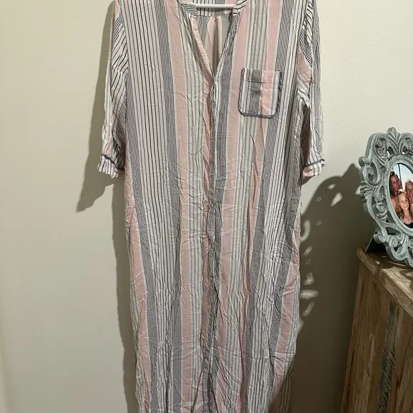 Striped Button-Down Shirt Dress
