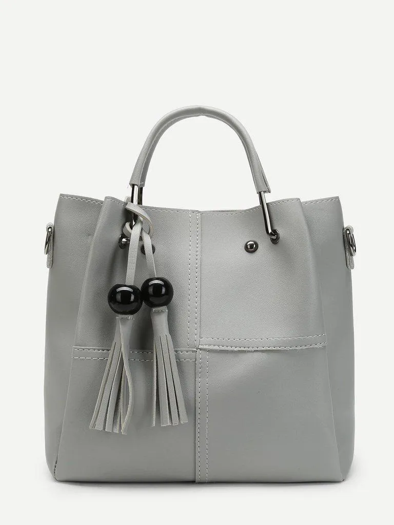 Tassel Charm Tote Bag 3pcs