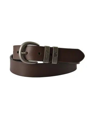 TCP1974BEL  Thomas Cook Narrow Silver Twin Keeper Belt Chocolate