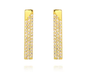 Thin Bar Pavé Crystal Gold Stud Earrings