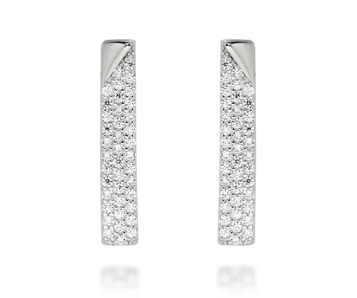 Thin Bar Pavé Crystal Stud Earrings