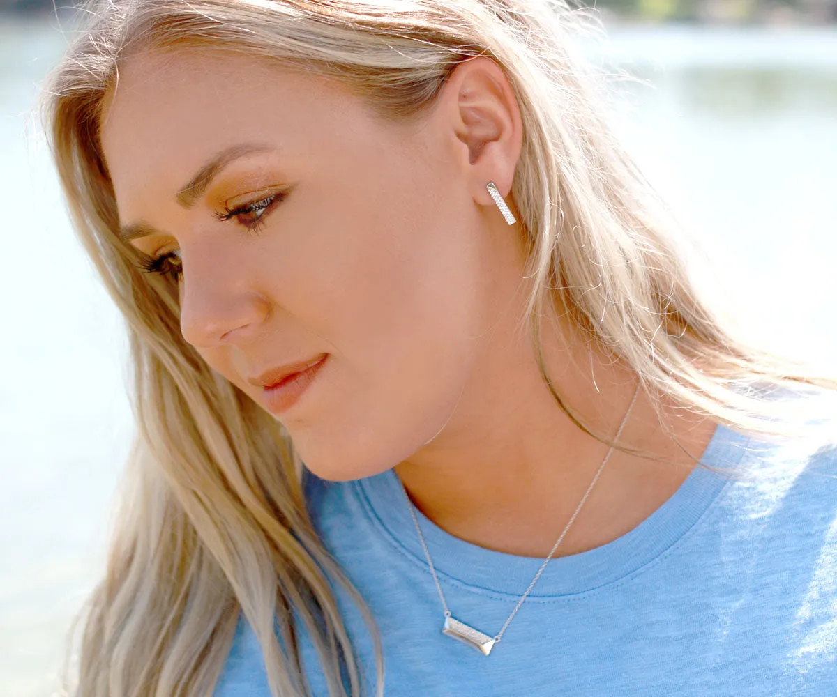 Thin Bar Pavé Crystal Stud Earrings