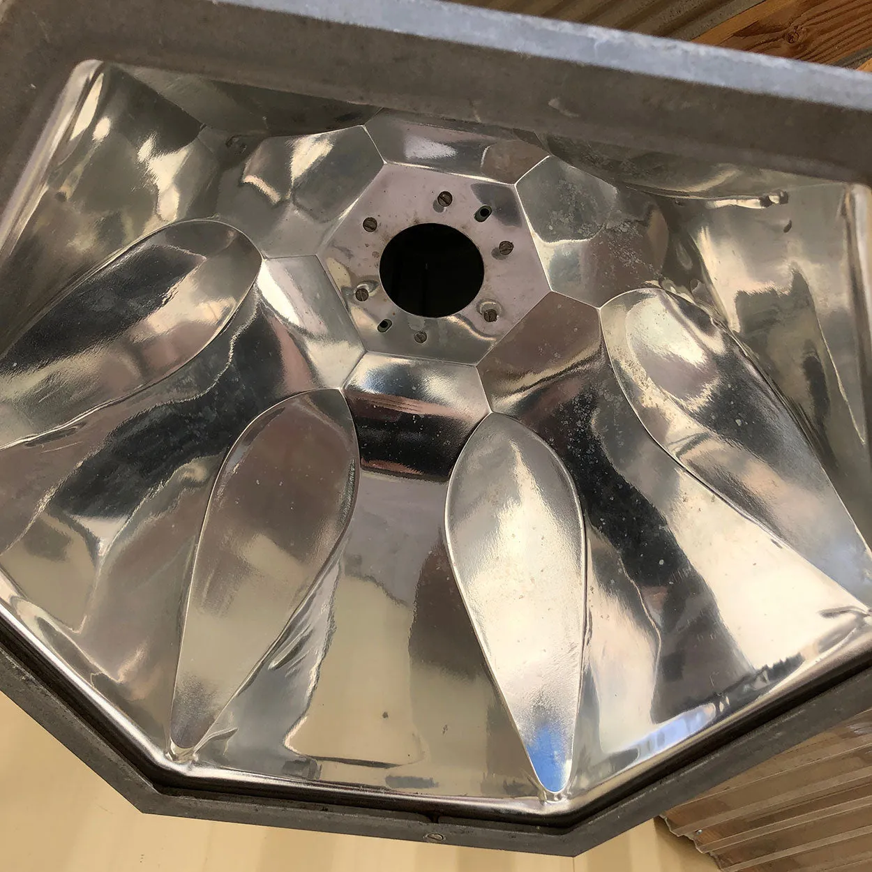 Vintage American Industrial Aluminum Six-Sided Hanging Pendant Light