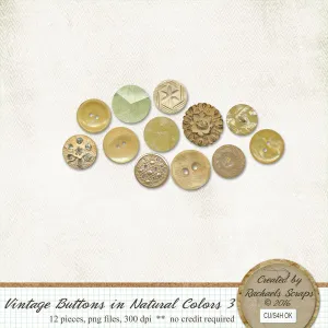 Vintage Buttons in Natural Colors, Volume 03