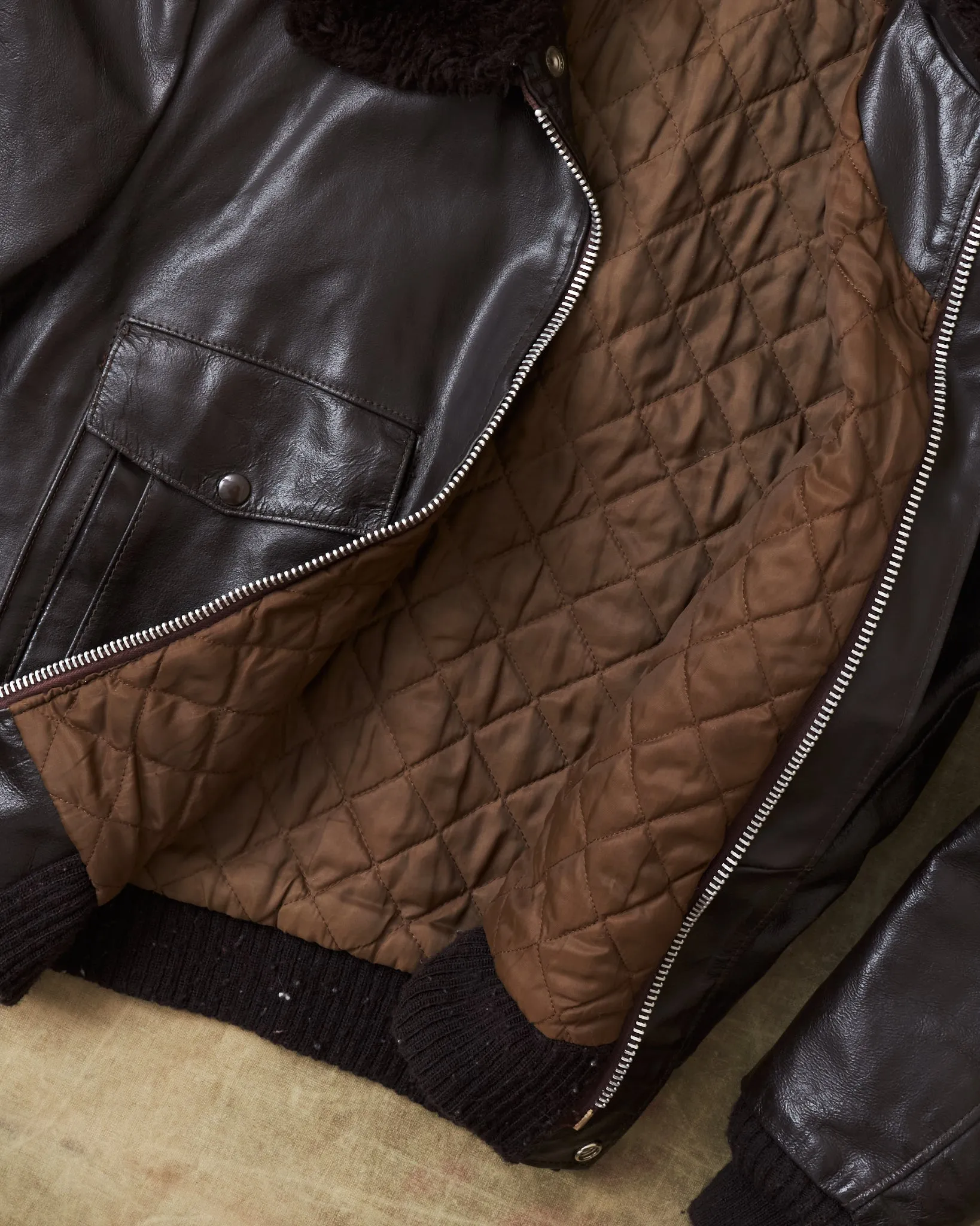 Vintage Gino Leather Flight Jacket Brown Size 38 / Small