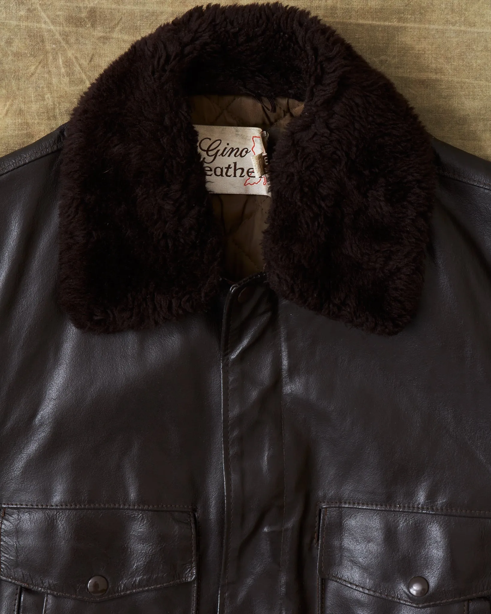 Vintage Gino Leather Flight Jacket Brown Size 38 / Small
