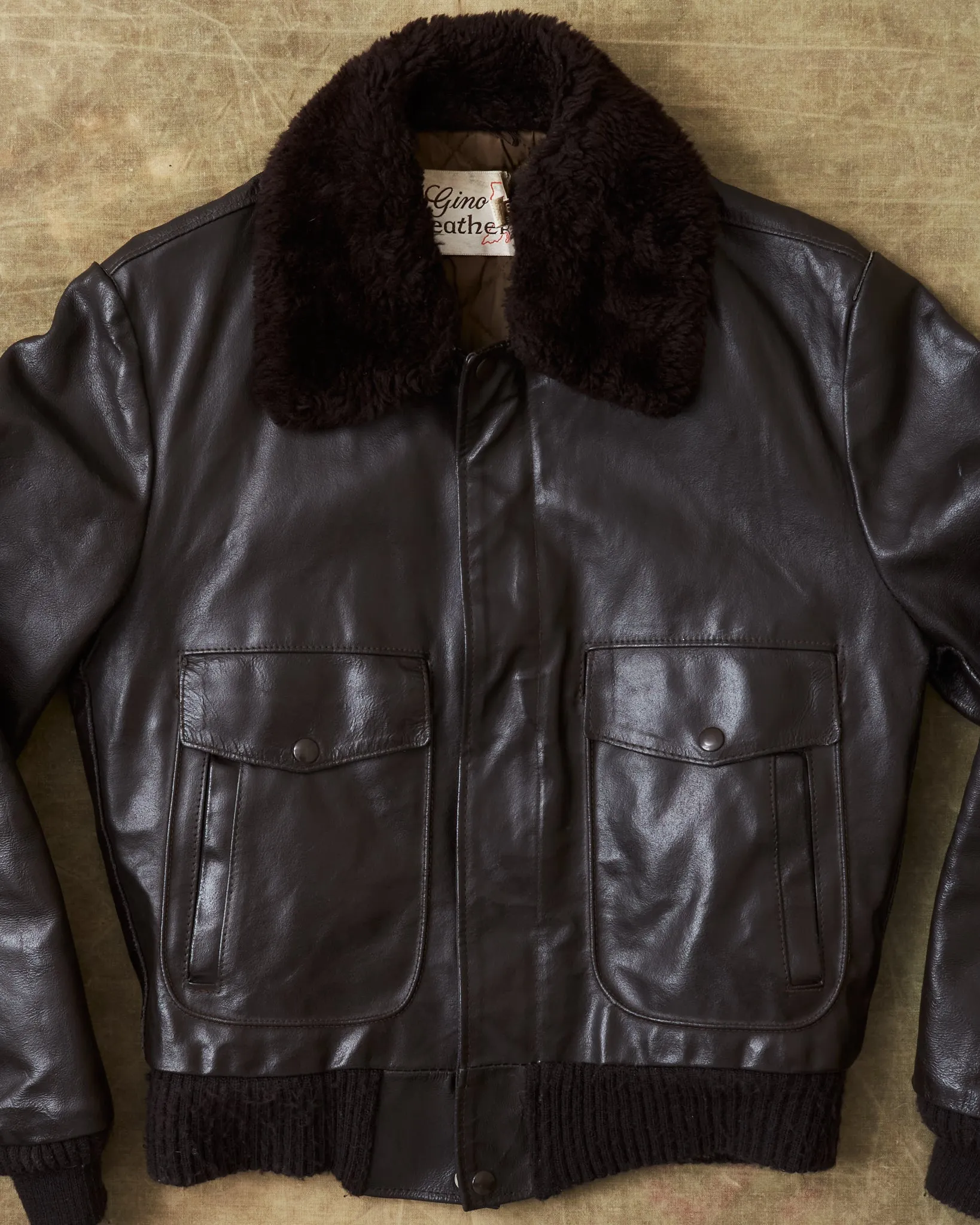 Vintage Gino Leather Flight Jacket Brown Size 38 / Small