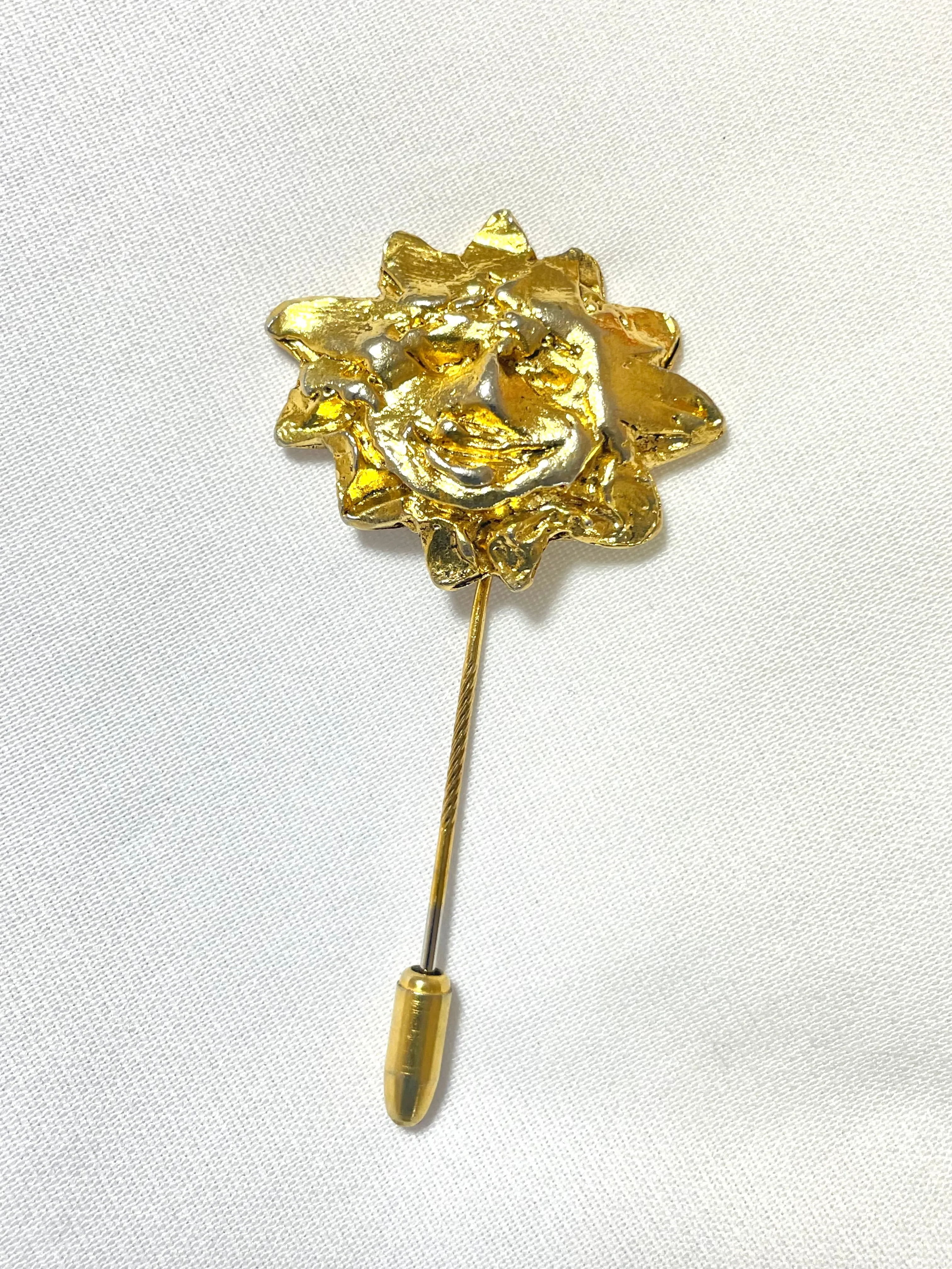 Vintage HERMES gold tone smiley sunshine face brooch pin, hat pin, jacket pin. Bijouterie Fantaisie collection. 070218ys11