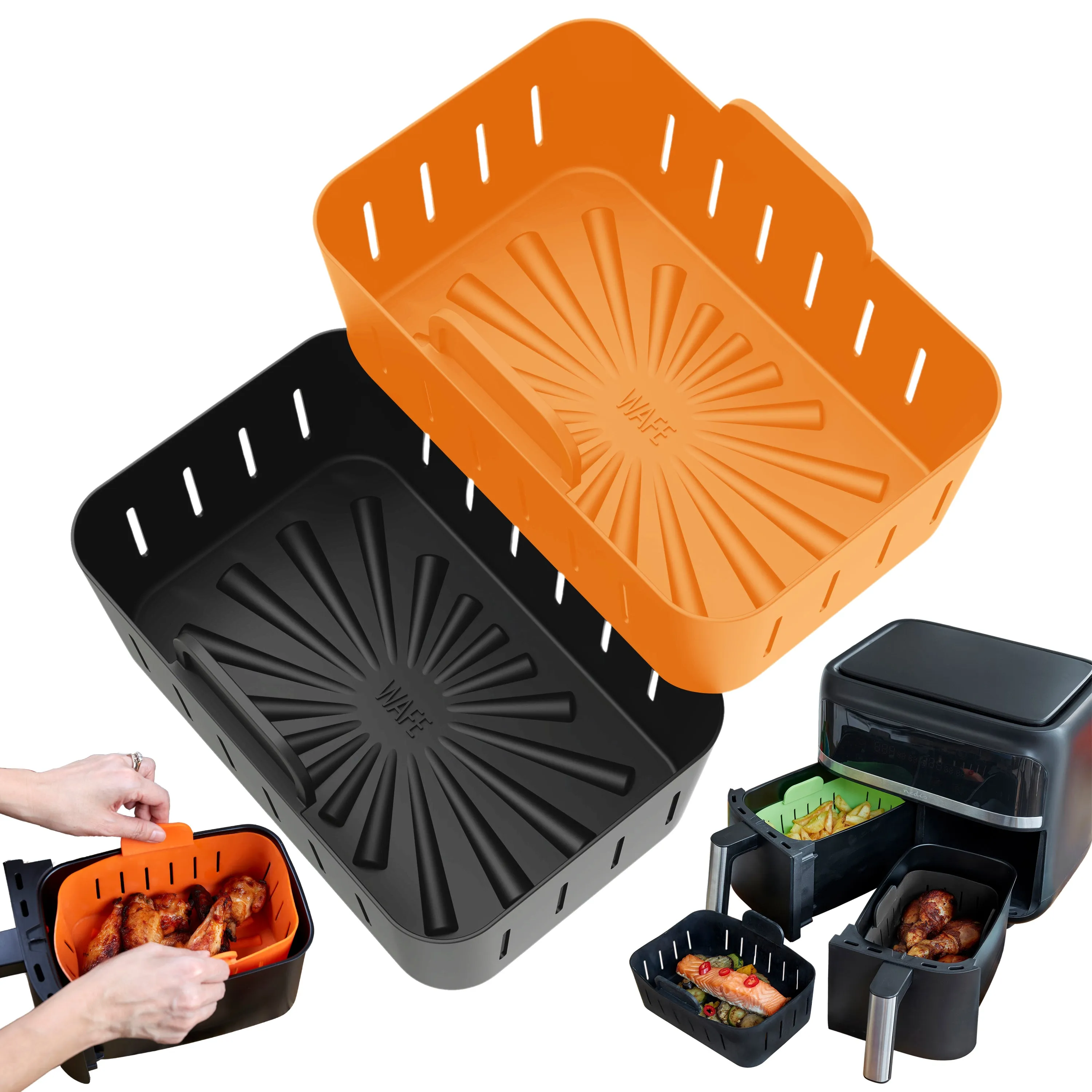 WAFE Silicone Air Fryer Ninja Liner 2PACK- RED/GREY
