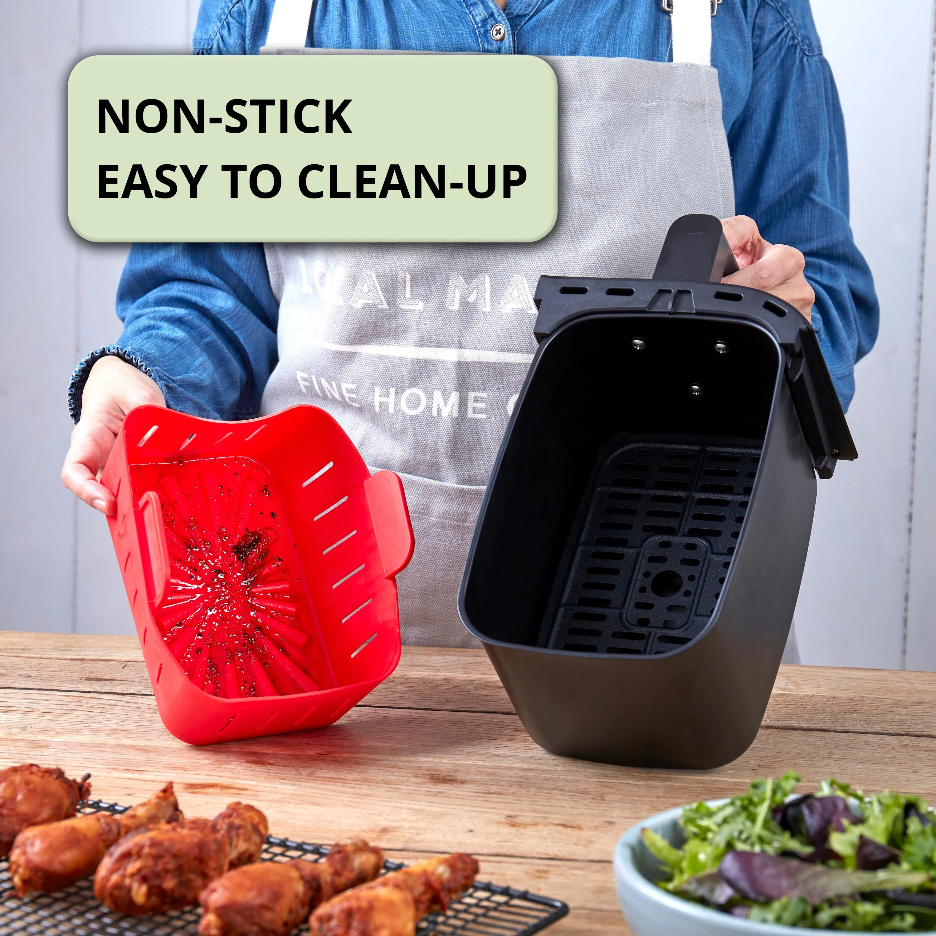 WAFE Silicone Air Fryer Ninja Liner 2PACK- RED/GREY