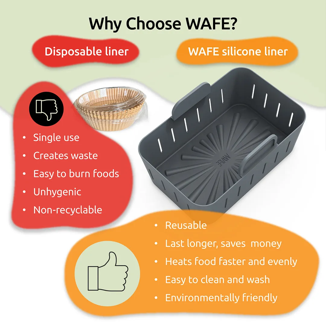 WAFE Silicone Air Fryer Ninja Liner 2PACK- RED/GREY
