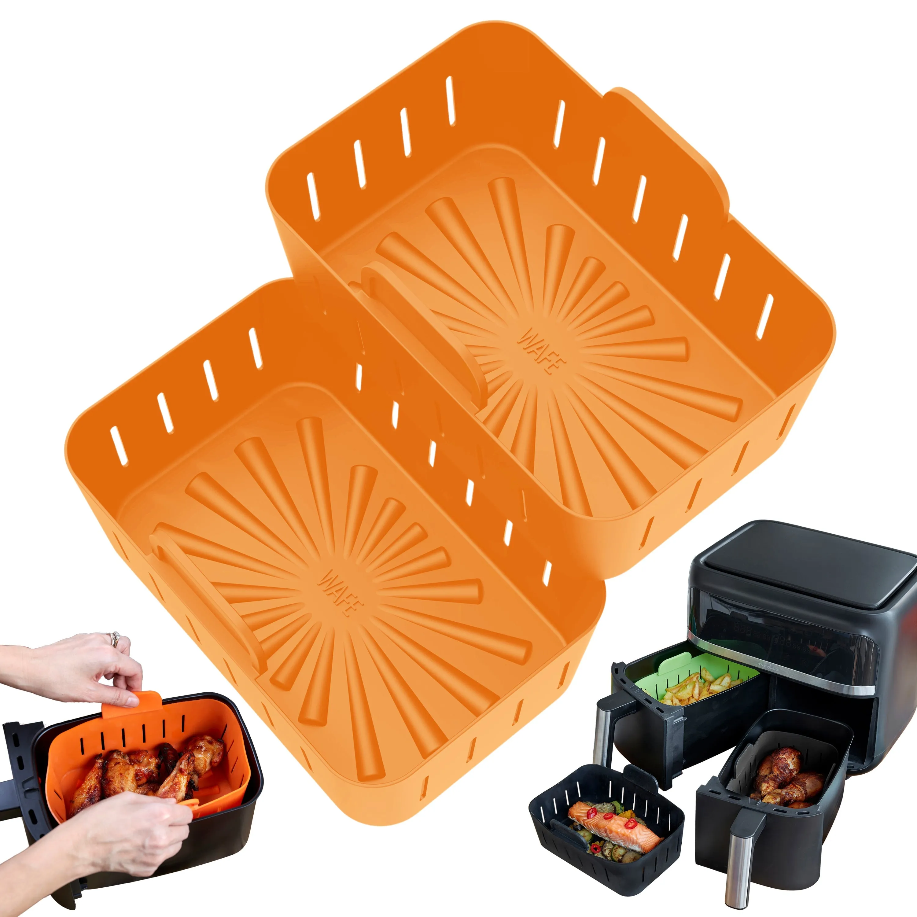WAFE Silicone Air Fryer Ninja Liner 2PACK- RED/GREY