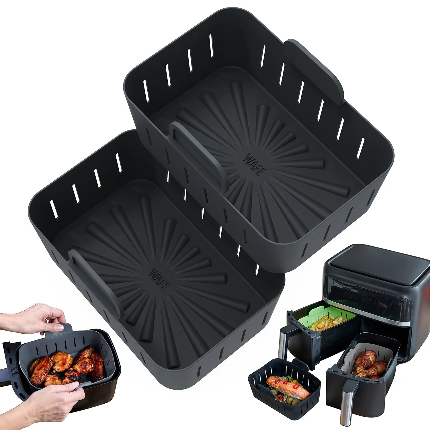 WAFE Silicone Air Fryer Ninja Liner 2PACK- RED/GREY