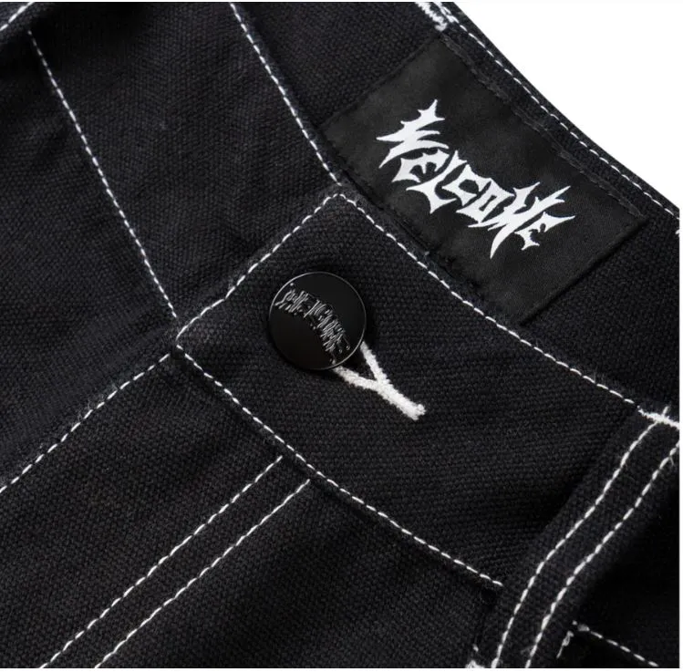 WELCOME - BRACE DOUBLE-KNEE CARPENTER PANT - Black