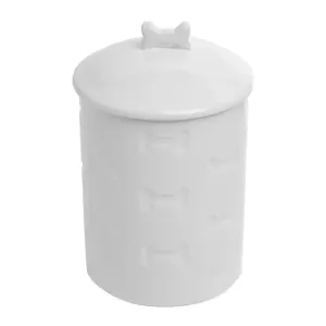 White Ceramic Dog Bone Treat Jar