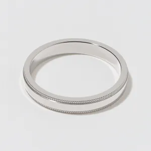 White Gold Flat Milgrain Wedding Band - Polished 3mm