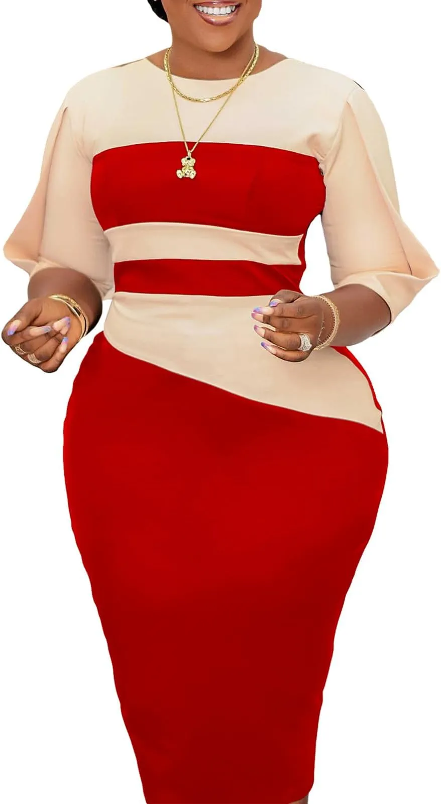 Women's Color Blocking Dress & Women Fashion Color Blocking Pencil Dress
