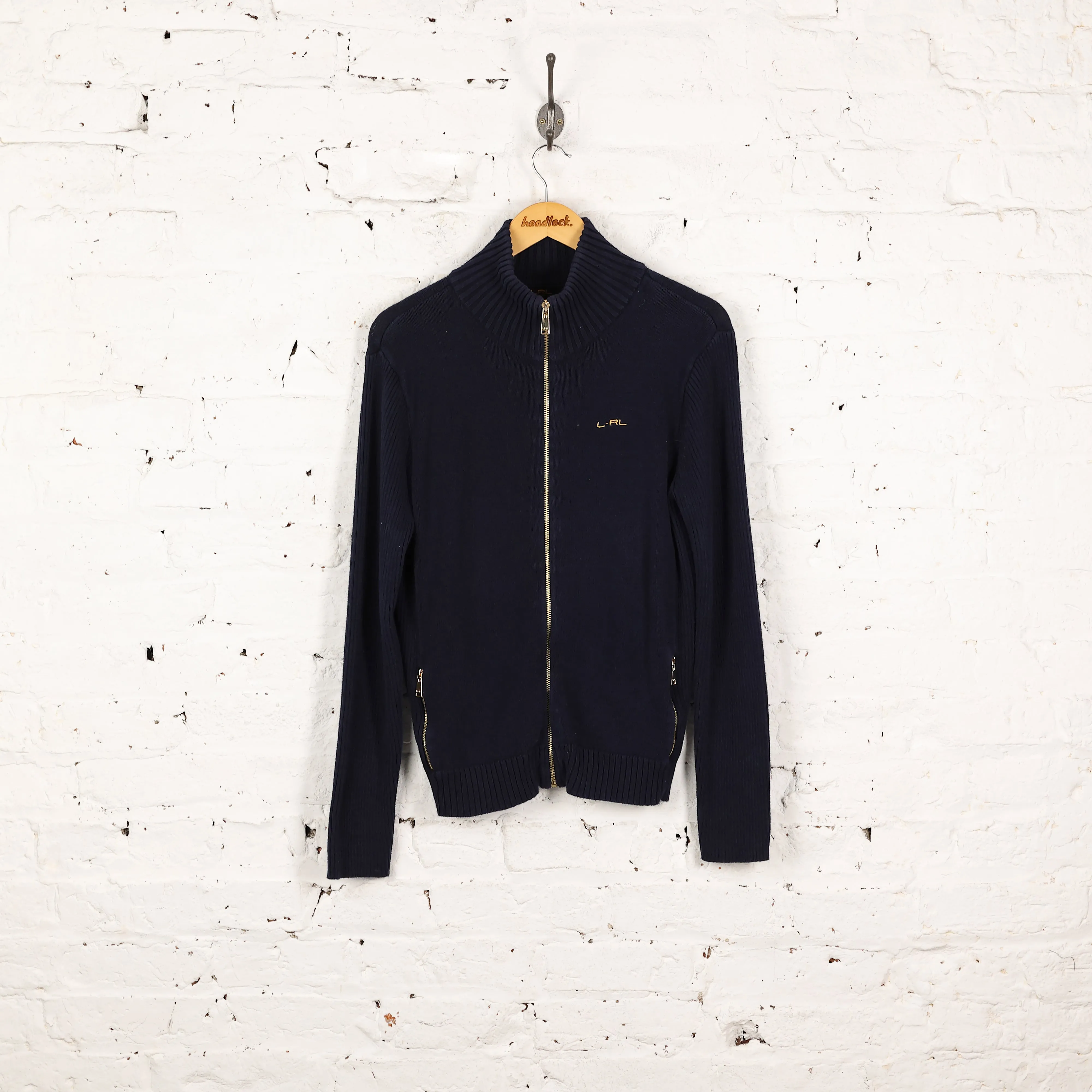 Women's Ralph Lauren Zip Up Knit Jacket - Blue - Women's L