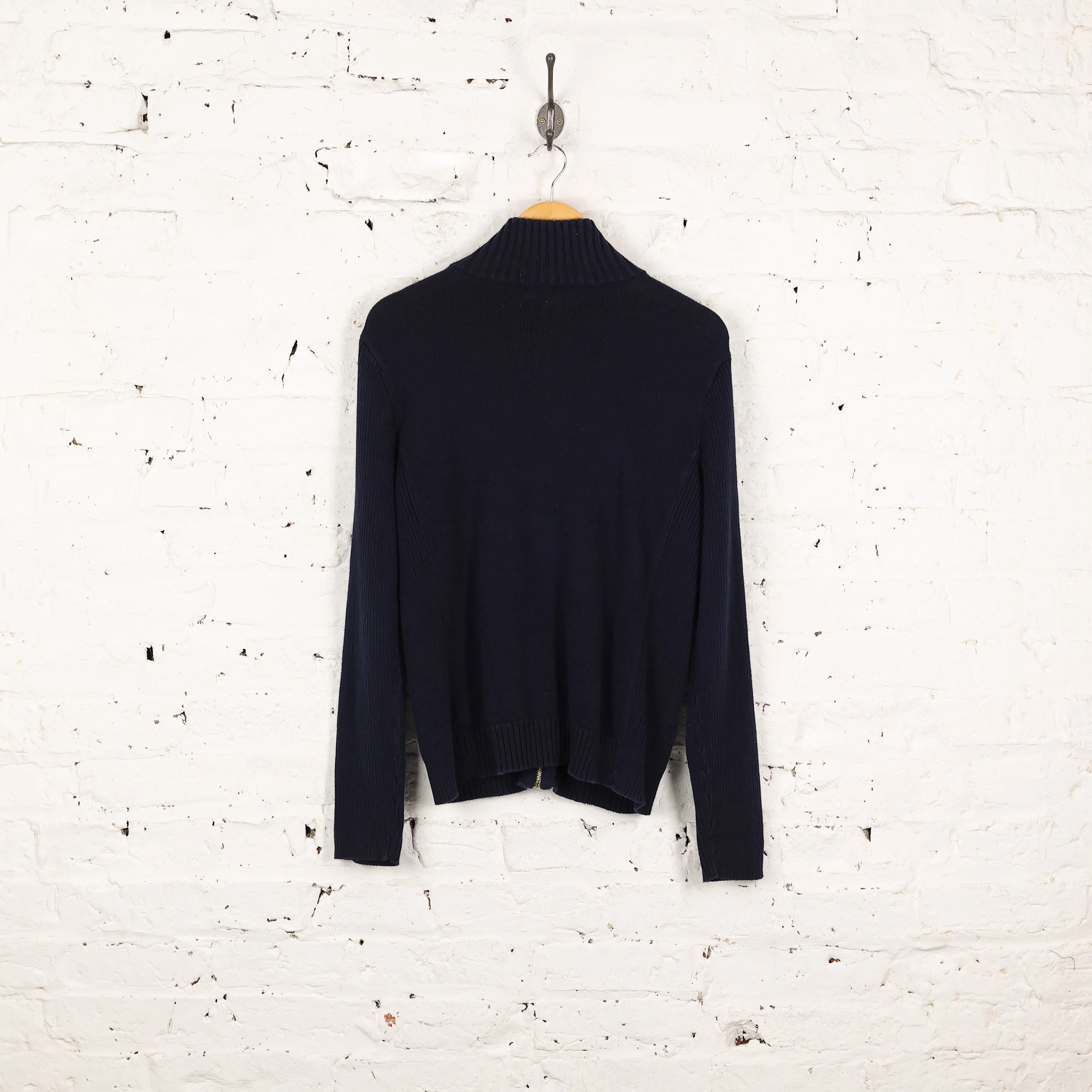 Women's Ralph Lauren Zip Up Knit Jacket - Blue - Women's L