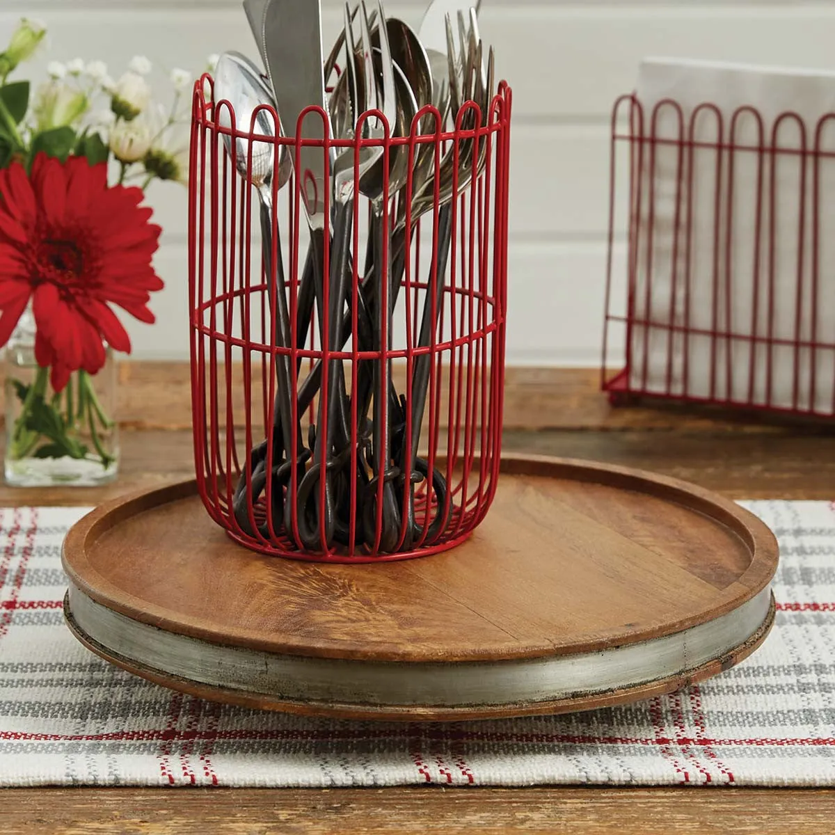 Wood with Metal Strap Cloche Base