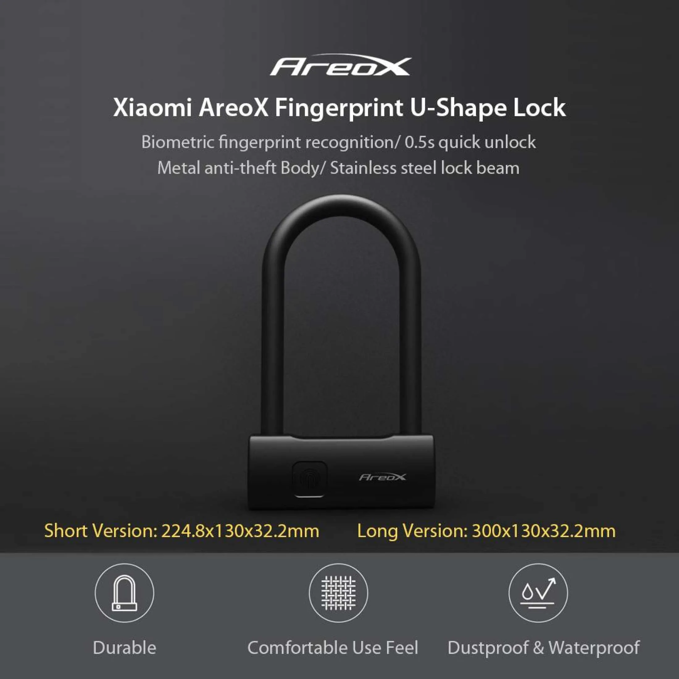 Xiaomi AreoX Fingerprint U Shape Lock U8 Anti-theft Bicycle