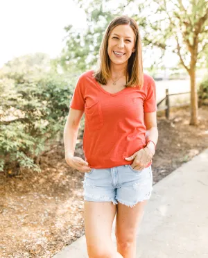 Z Supply Pocket Tee - Coral Red
