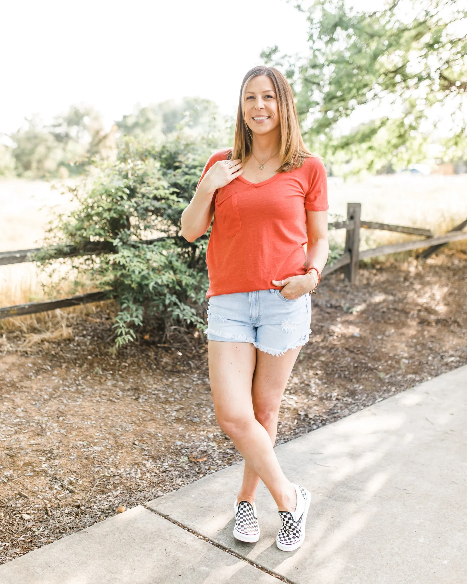 Z Supply Pocket Tee - Coral Red