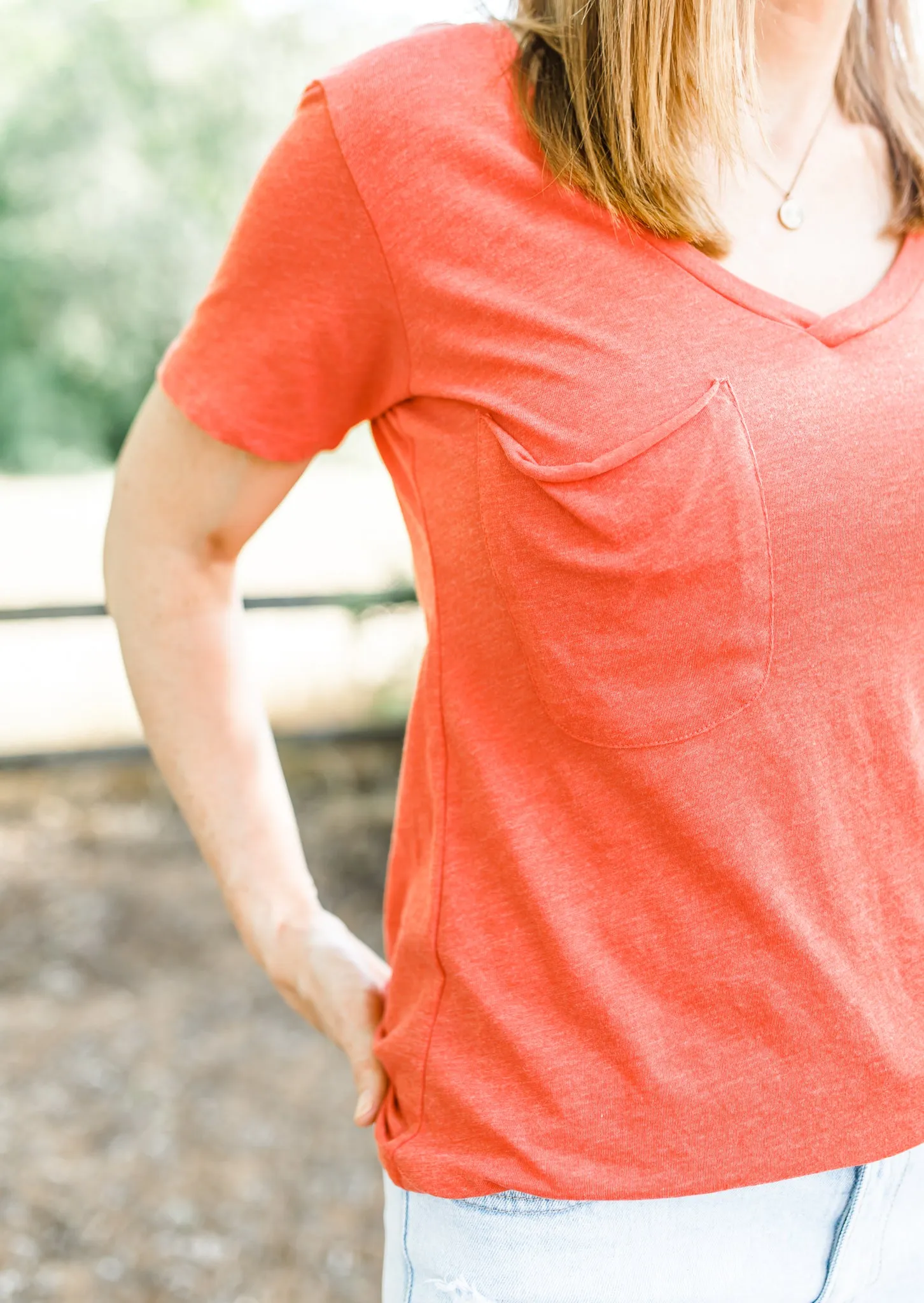 Z Supply Pocket Tee - Coral Red