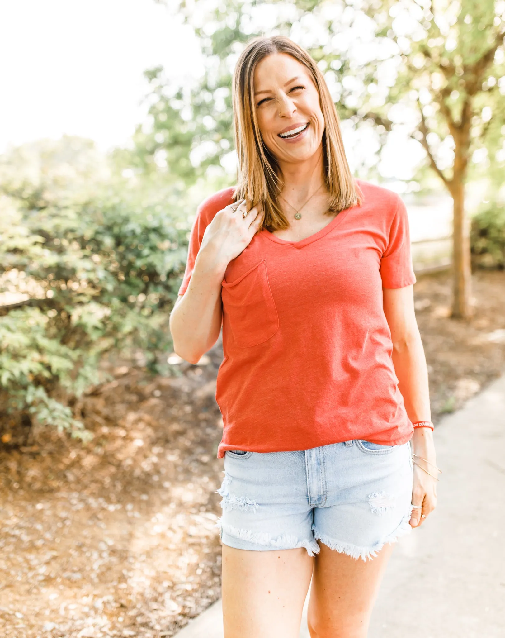 Z Supply Pocket Tee - Coral Red
