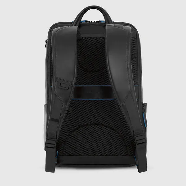 Zaino Fast-Check Piquadro in Pelle Porta PC 15,6'' e Porta iPad® Blue Square Nero