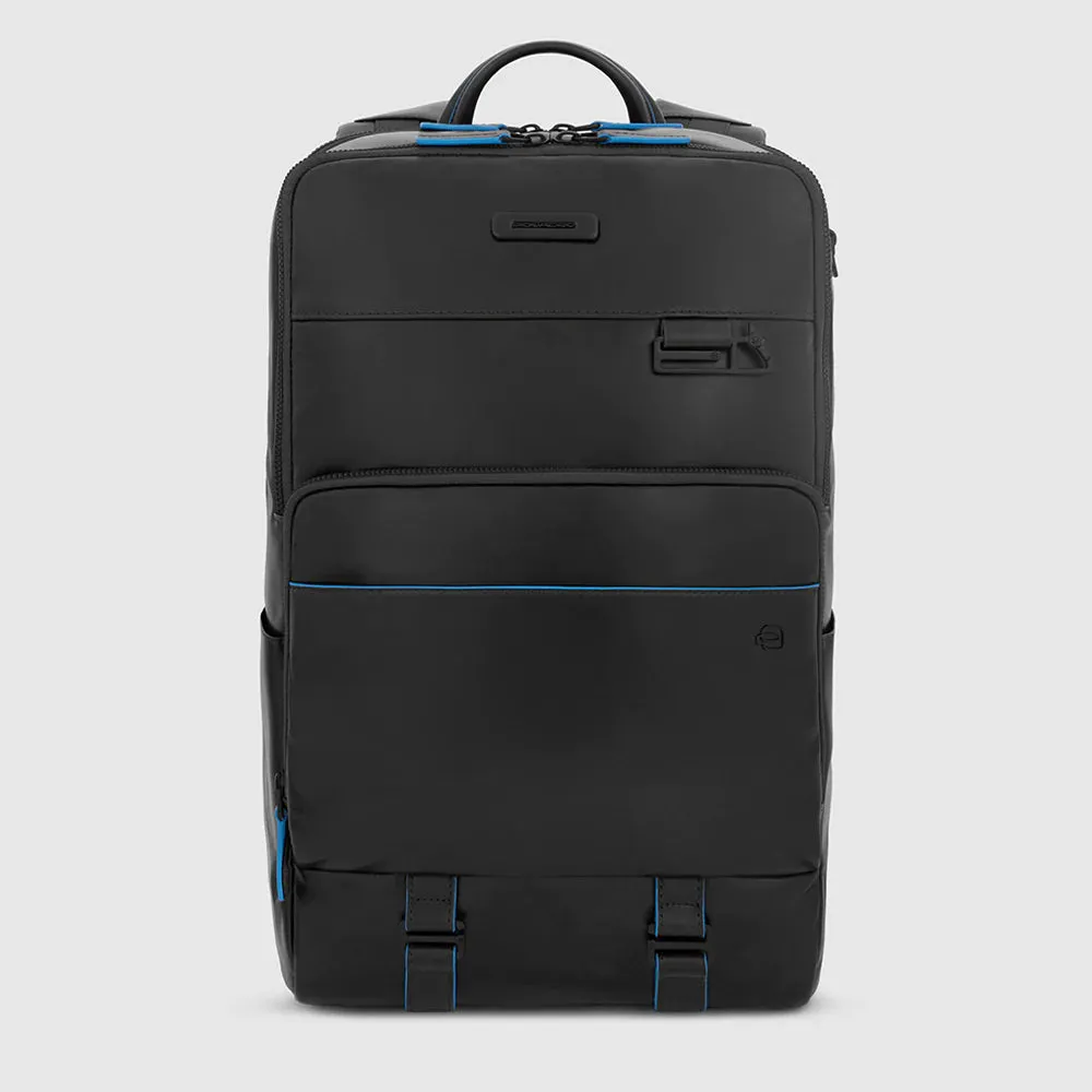 Zaino Fast-Check Piquadro in Pelle Porta PC 15,6'' e Porta iPad® Blue Square Nero