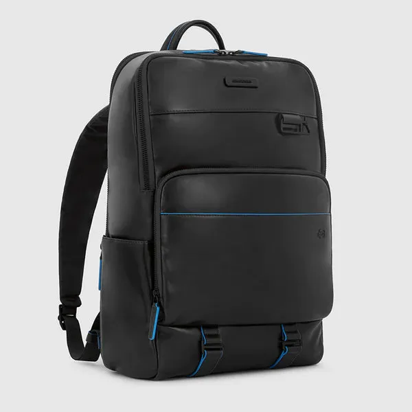 Zaino Fast-Check Piquadro in Pelle Porta PC 15,6'' e Porta iPad® Blue Square Nero