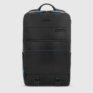 Zaino Fast-Check Piquadro in Pelle Porta PC 15,6'' e Porta iPad® Blue Square Nero